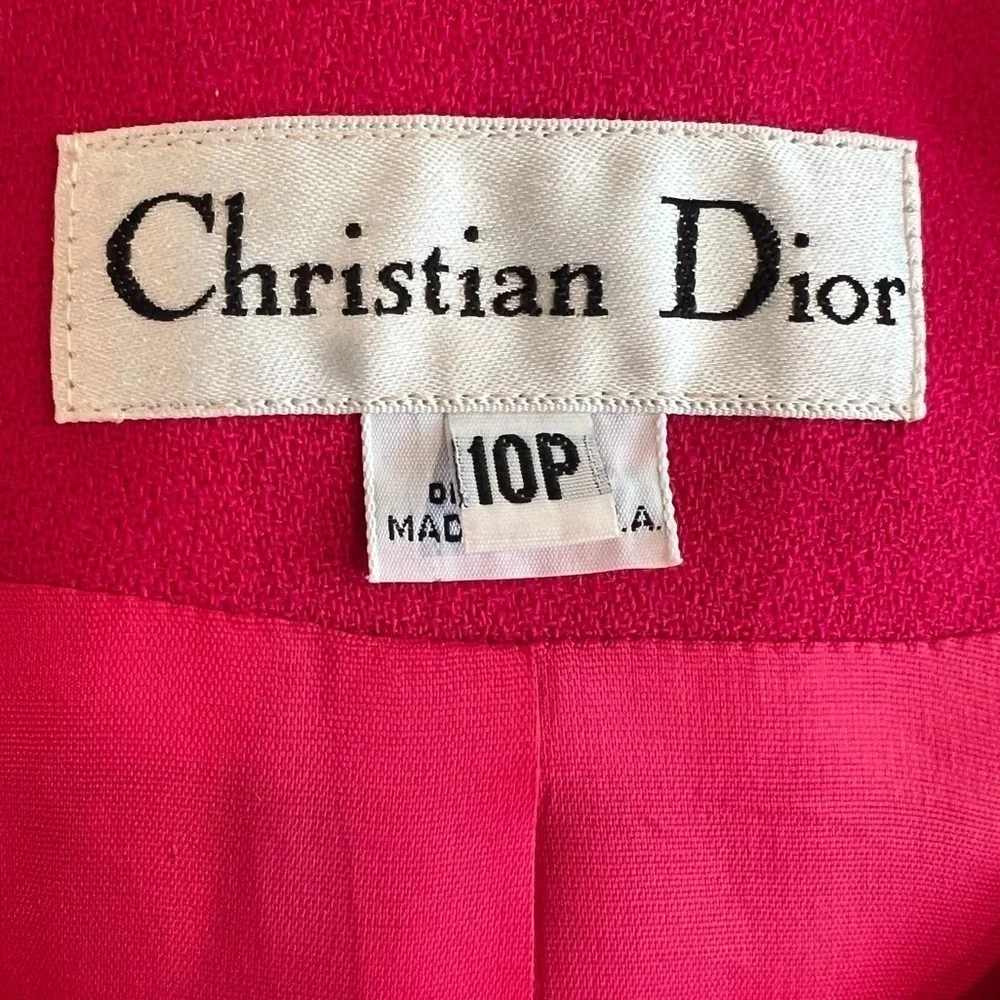 CHRISTIAN DIOR Vintage Button Down Blazer Fuschia & Black Trim Size 10P